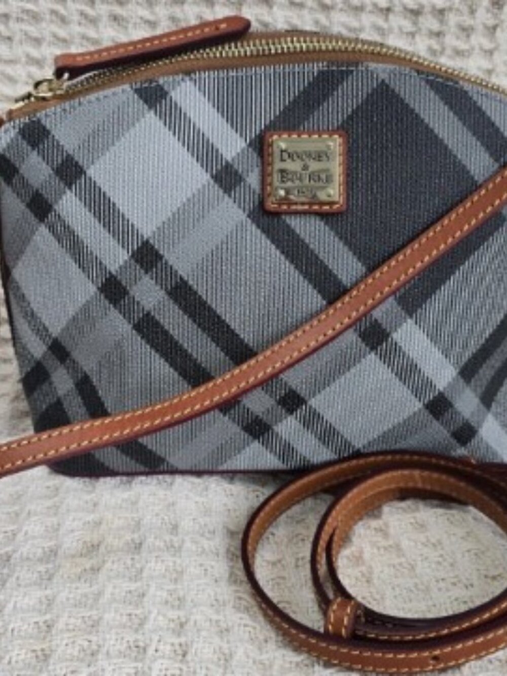 New Dooney & Bourke Coated Cotton Sutherland Domed Satchel Charcoal